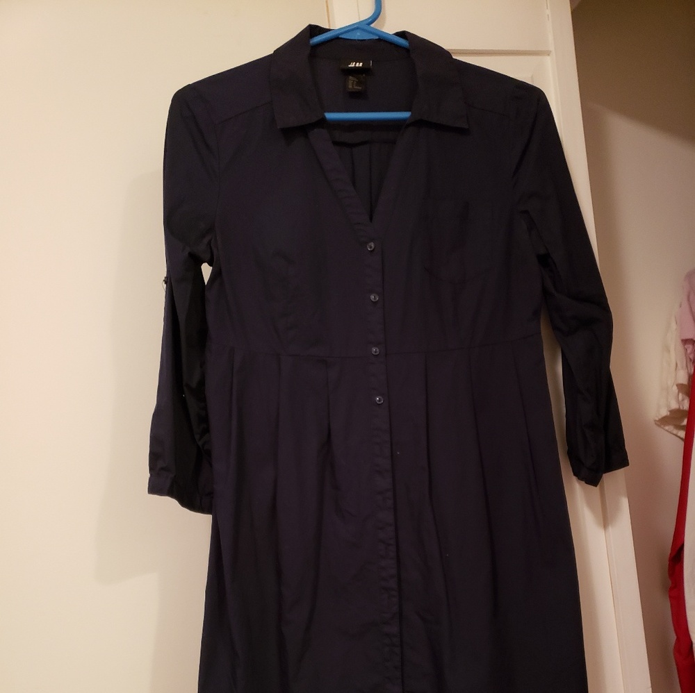 H&M Cute Navy Button Up Mini-Dress